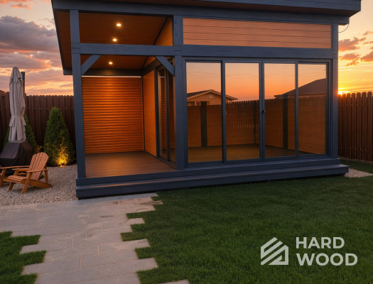 Серая беседка для дачи из дерева №101 - фото 2297